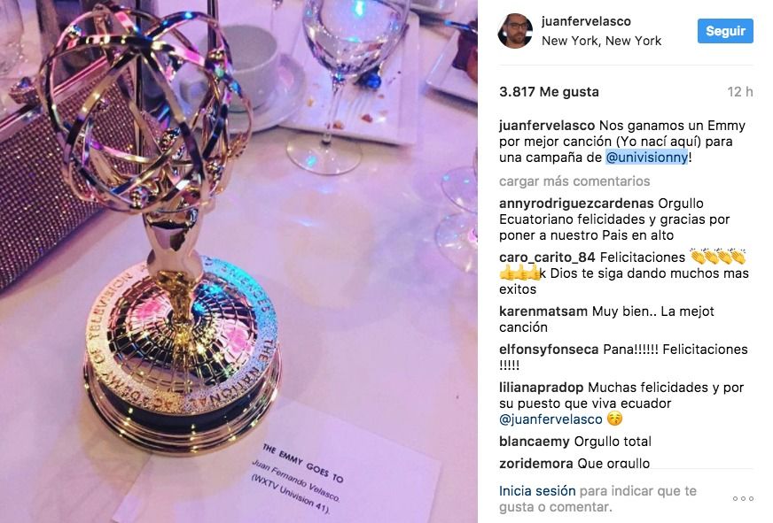 Juan Fernando Velasco, Emmy