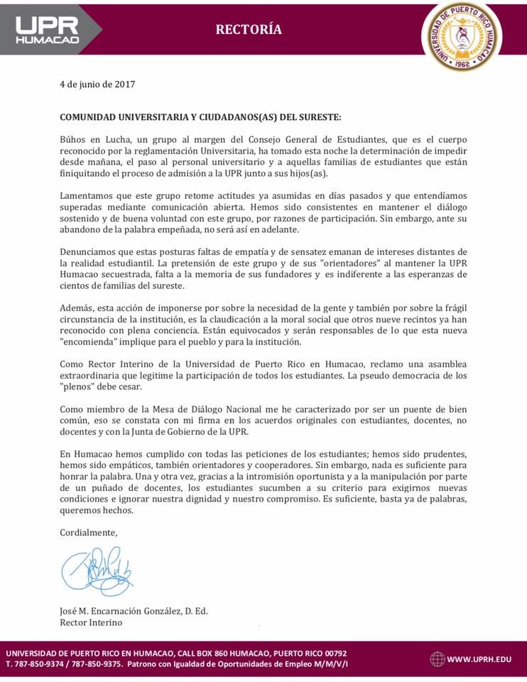 Carta UPR Humacao