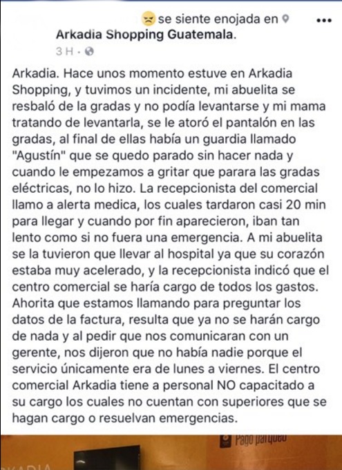 Queja Arkadia Shopping Guatemala