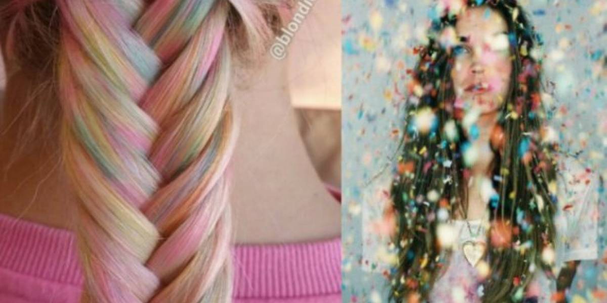 Ideas para tinte de cabello "Confeti Hair", efecto de colores en el