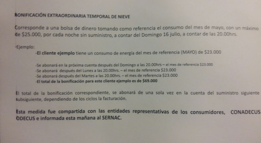 Enel anunció compensación: Cada noche sin luz significará un mes gratis