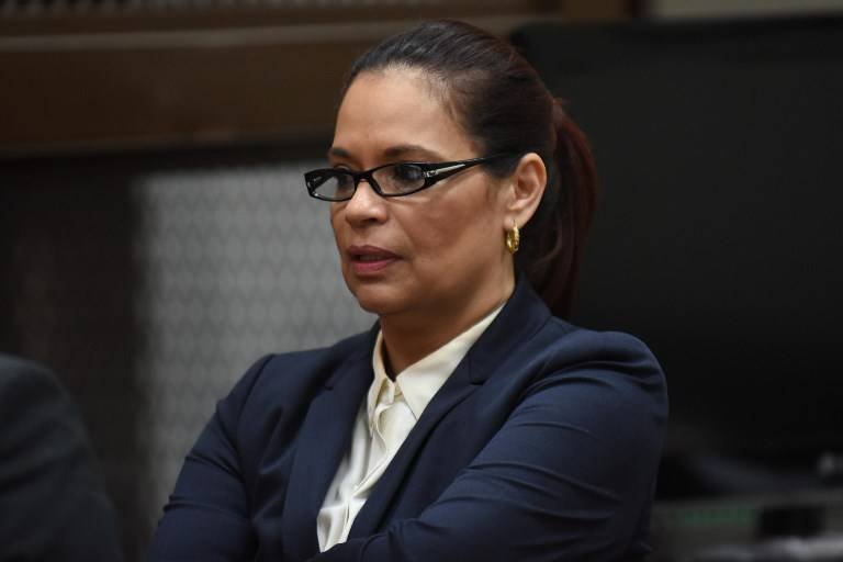 Roxana Baldetti en audiencia de primera declaración, agosto de 2015
