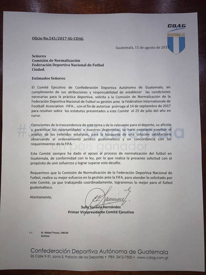 Carta de la CDAG al Comité de Normalización