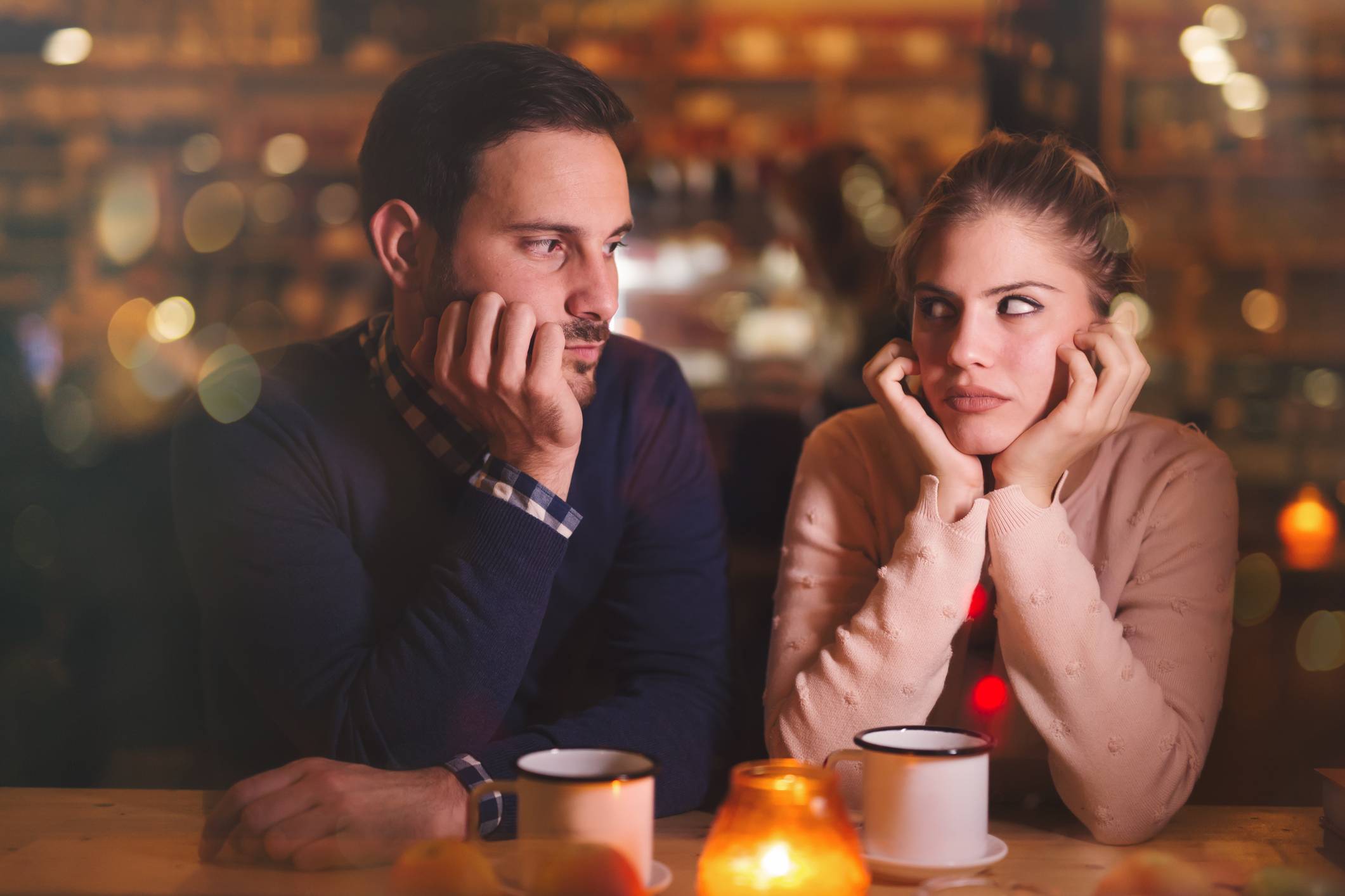 Sad couple having a conflict