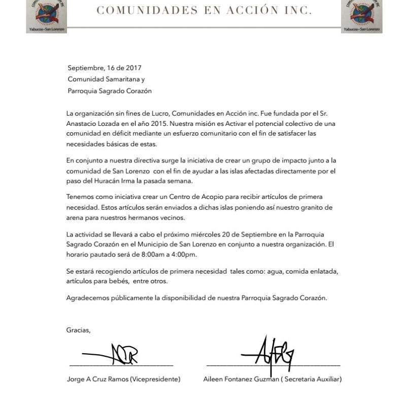 Comunidades en Acción - centro de acopio