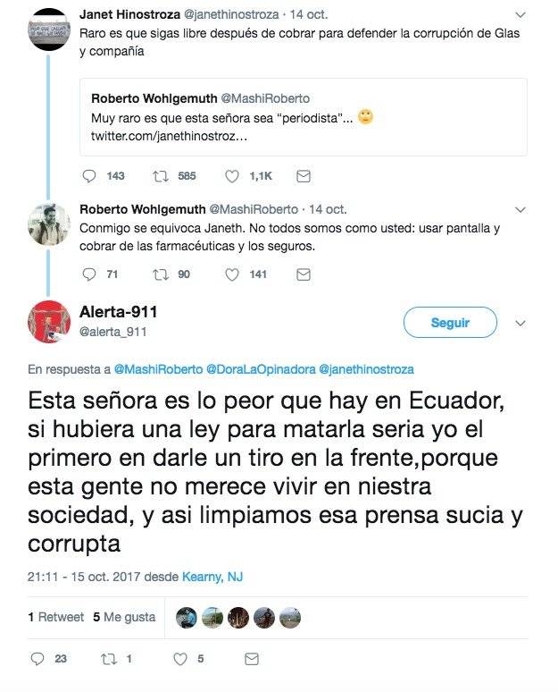 Amenaza a Janeth Hinostroza
