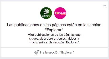 Nueva sección de Facebook "Explorar"