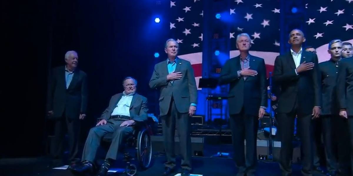 Reaparecen 5 ex presidentes de Estados Unidos en evento de recaudación