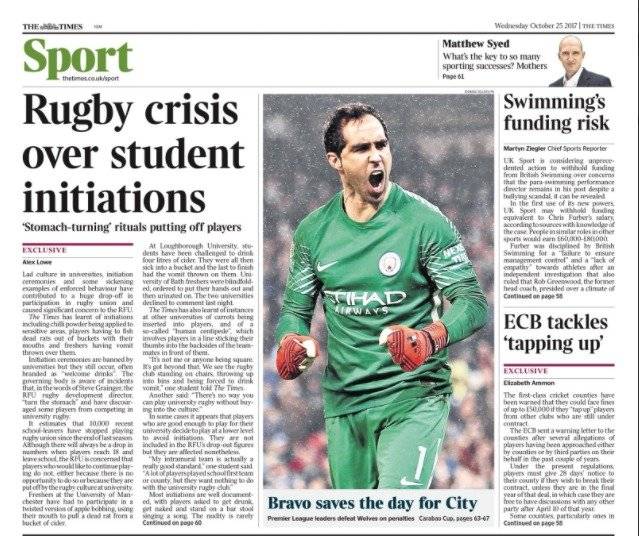 Bravo volvió a las portadas / imagen: The Times