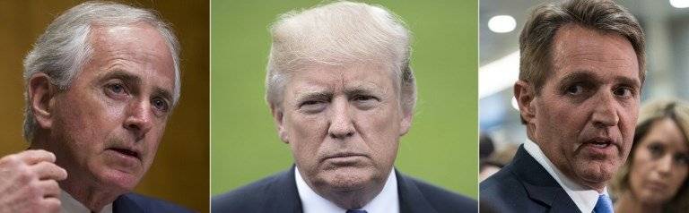 Bob Corker, Donald Trump y Jeff Flake