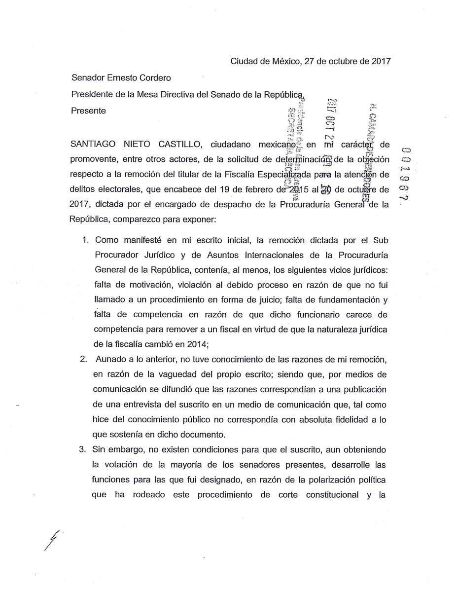 Carta de Santiago Nieto