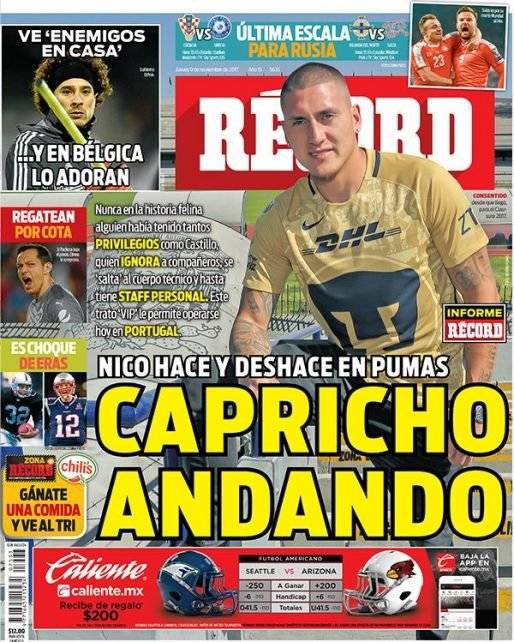 La portada de este jueves en Récord