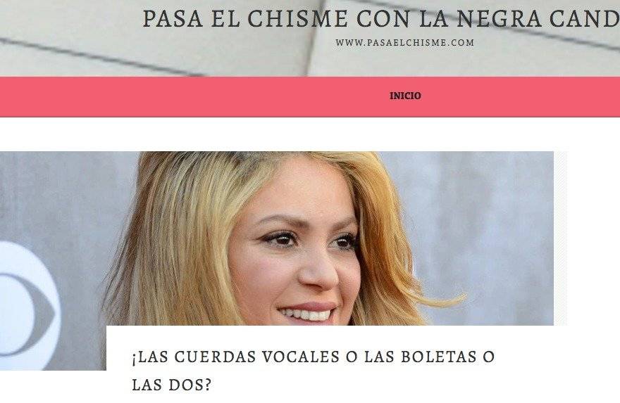 Captura de pantalla página web La Negra Candela