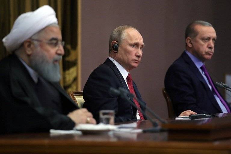 Hasan Rohani, Vladimir Putin y Recep Tayyip Erdogan