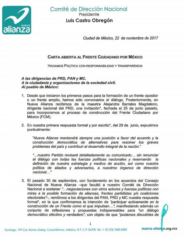 El documento se difundió hoy.