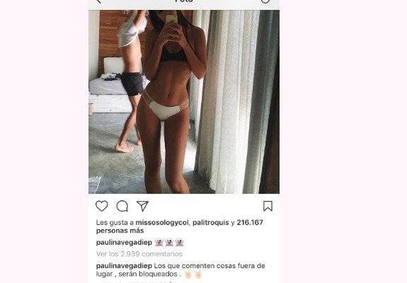 Captura de pantalla Instagram Paulina Vega