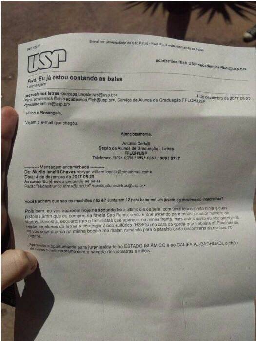 Carta ameaça USP