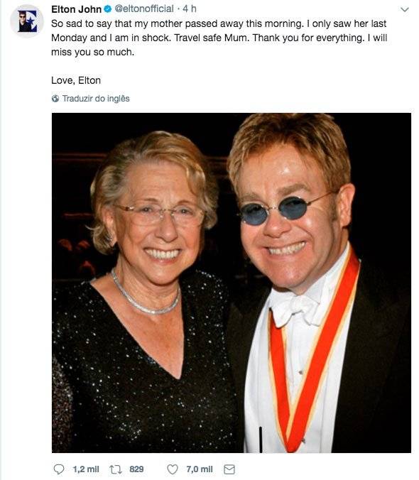 Elton John mãe Sheila