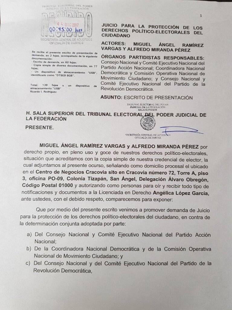 Este fue el documento que se presentó.