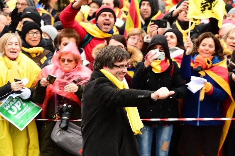 Carles Puigdemont en la marcha por Cataluña en Bruselas