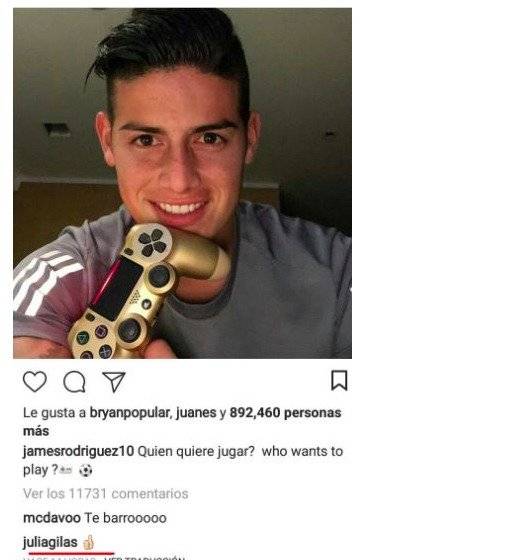 Captura de pantalla Instagram James Rodríguez