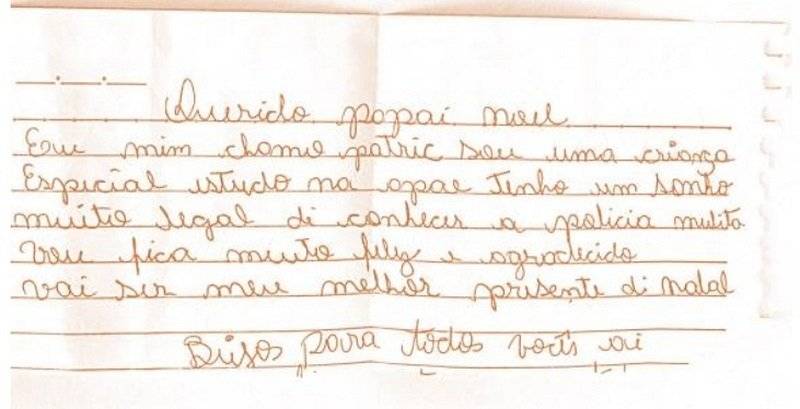 Cartinha de Patric Tavares de Oliveira