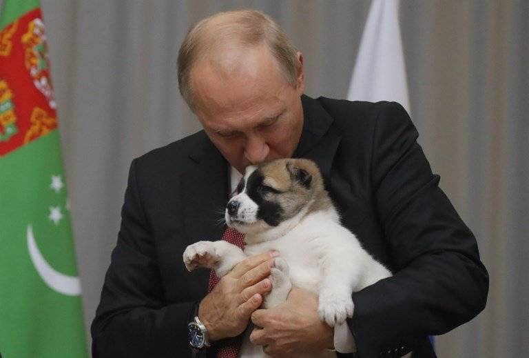 Vladimir Putin con un perro