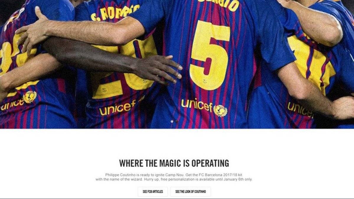 El anuncio en el sitio web de Nike