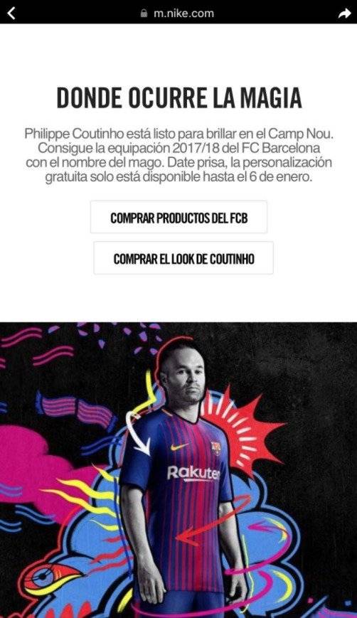 Nike ofrece camiseta de Coutinho