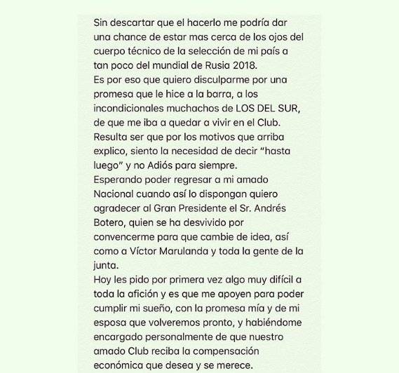 Franco Armani se va de Atlético Nacional