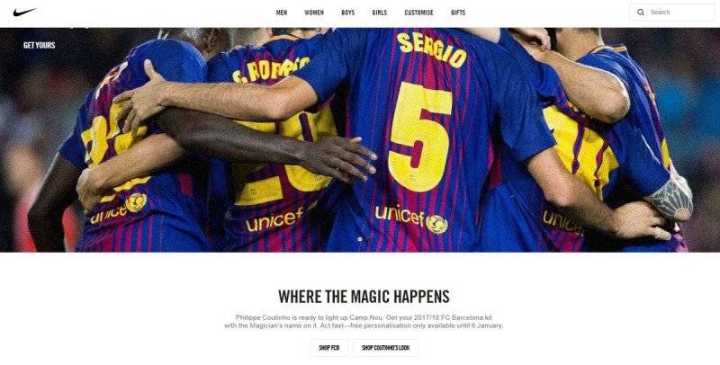 Site da Nike já