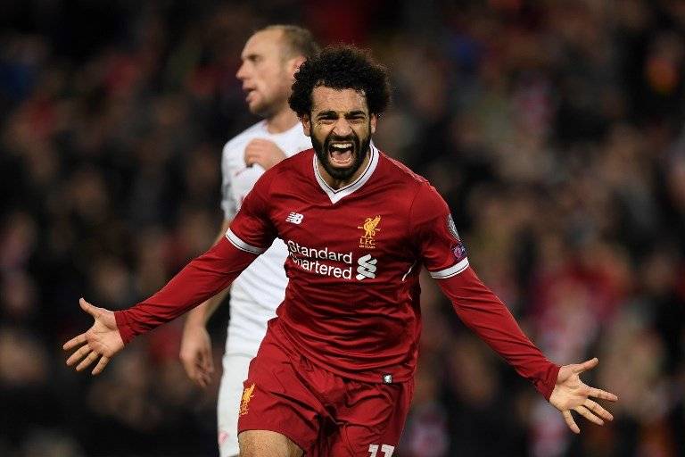 Mohamed Salah celebra un gol con el Liverpool