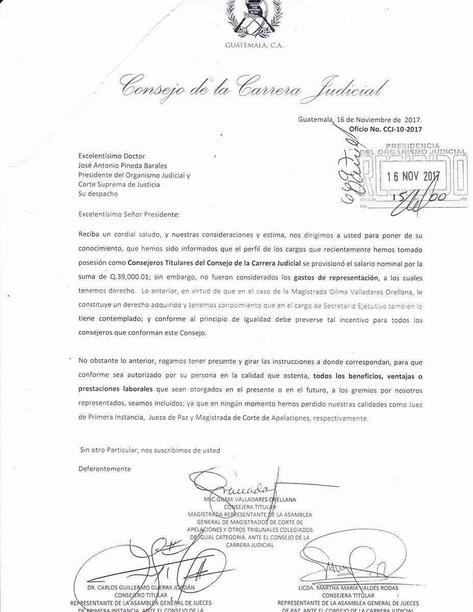 consejo de la carrera judicial pide gastos de representación