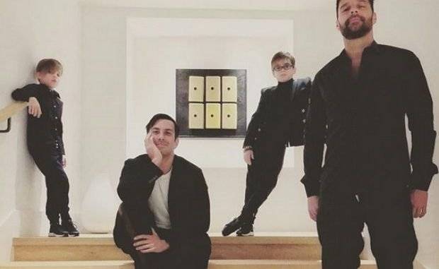 Ricky Martin sus hijos y su pareja Jwan Yosef