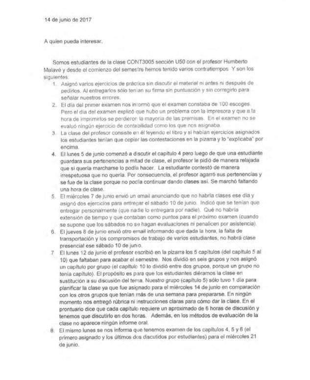 Querella estudiantes ante procurador estudiantil