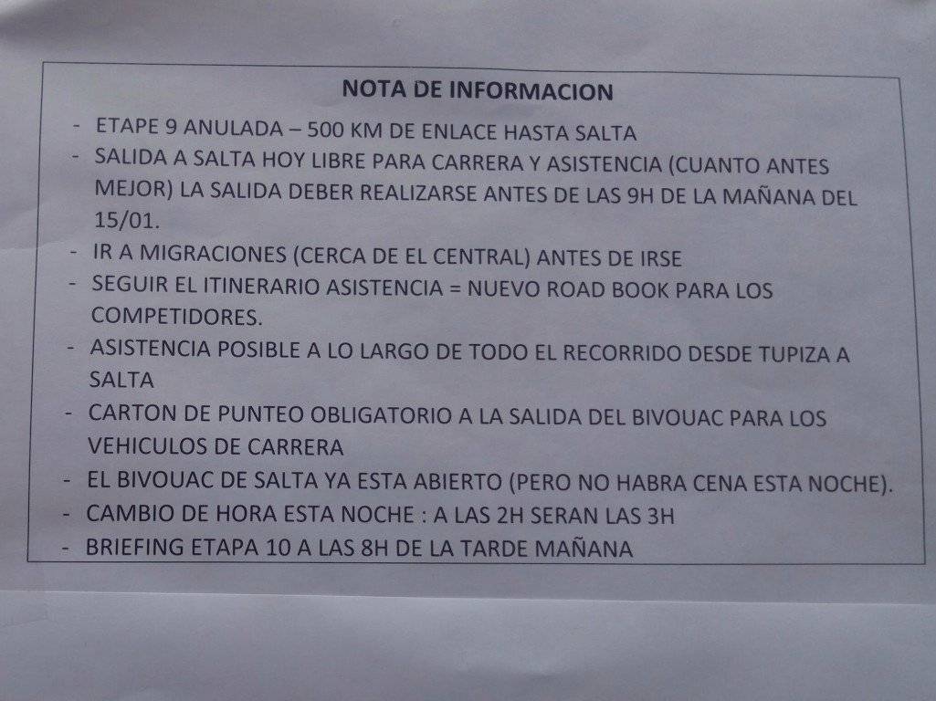 Así informó la organización del Dakar que la etapa 9 fue cancelada / Foto: Gonzalo Pérez Amar