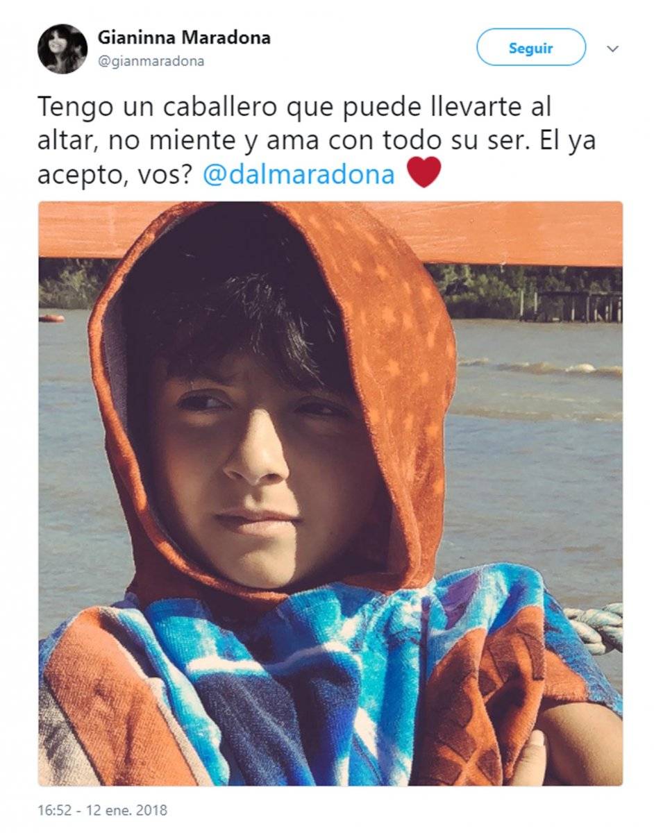 "Tengo un caballero que puede llevarte al altar, no miente y ama con todo su ser. Él ya aceptó, ¿vos?", escribió.