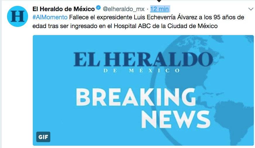 'Matan' en redes sociales al expresidente Luis Echeverría