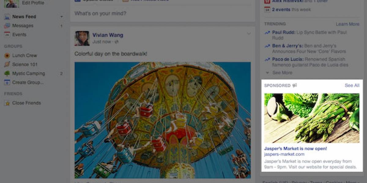 Facebook agranda tamaño de publicidad en su web, pero tendrá menos avisos