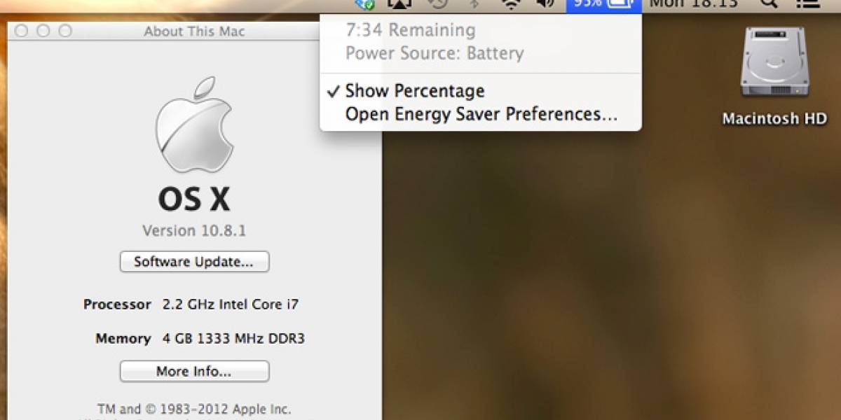Próxima actualizacion de OS X Mountain Lion mejorará la duración de la batería