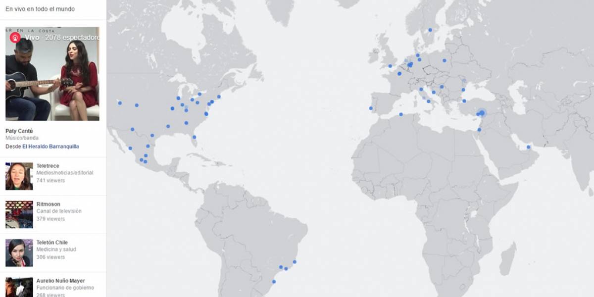 Lanzan mapa interactivo con todos los videos en directo de Facebook Live