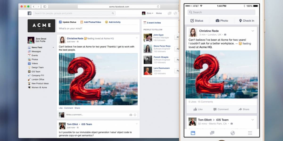Facebook revela Work, su nuevo servicio de productividad para empresas