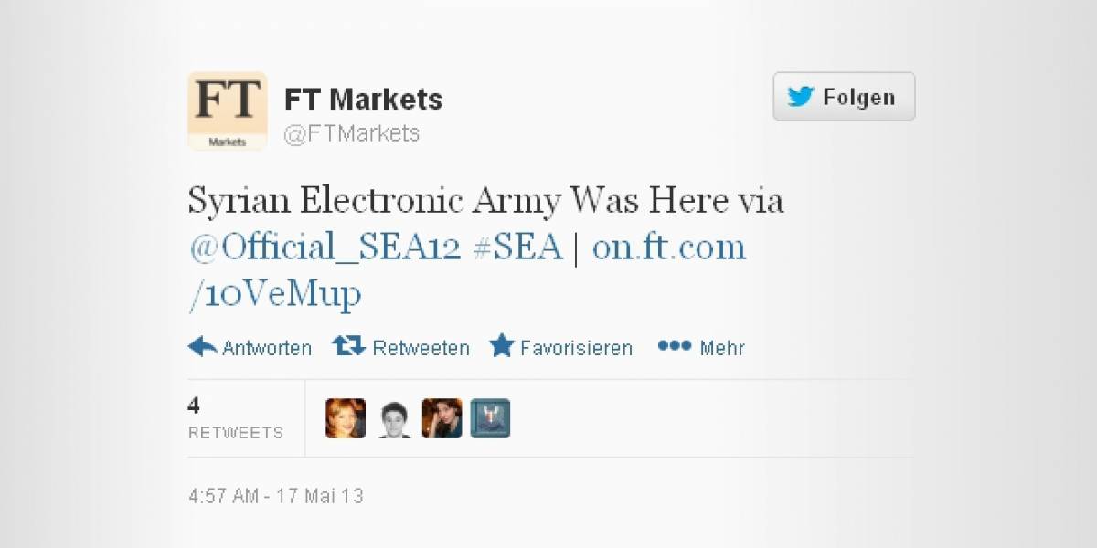 Ejército Electrónico Sirio hackea cuentas del Financial Times
