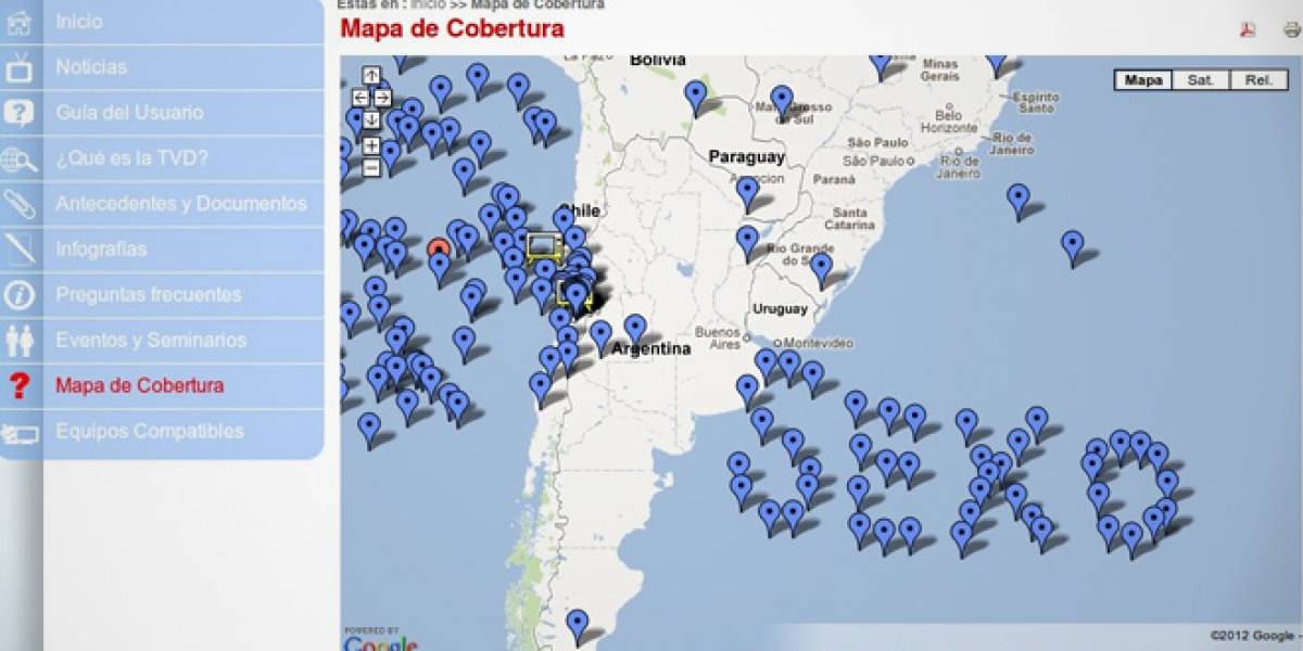 Chile: Juegan broma a la Subtel con mapa de cobertura de TV Digital