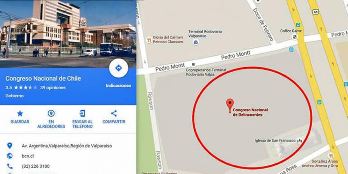 Las disculpas de Google por la mención de "Congreso Nacional de Delincuentes" en Maps