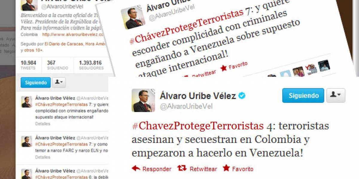 #ChavezCobarde: Ex-presidente colombiano Álvaro Uribe se descarga en Twitter