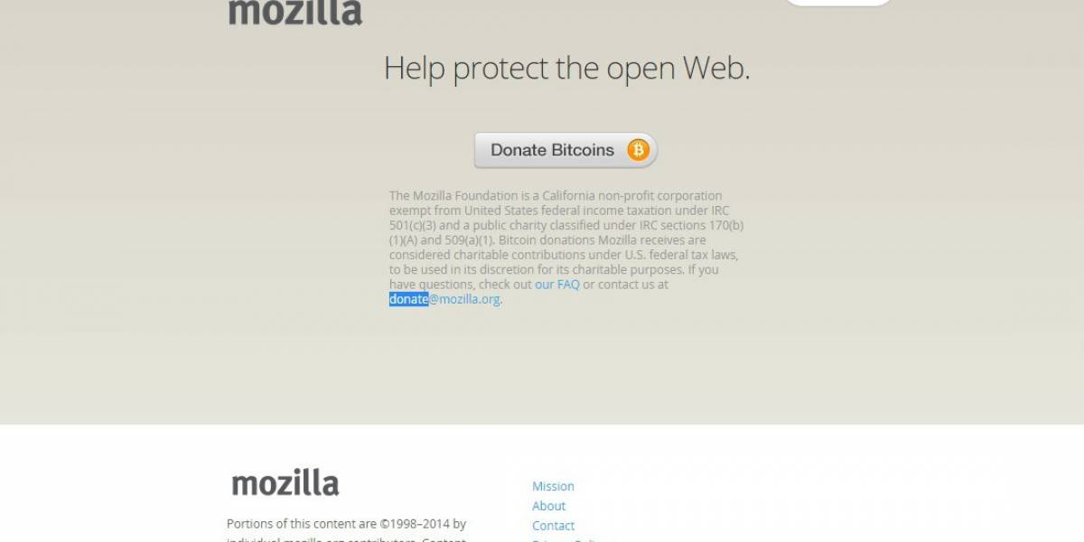 Mozilla ahora acepta donaciones en Bitcoin vía Coinbase
