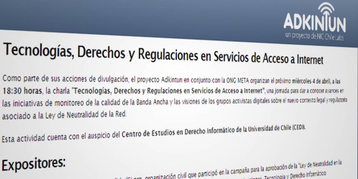 Chile: Charla sobre la calidad de la Banda Ancha en NIC Chile
