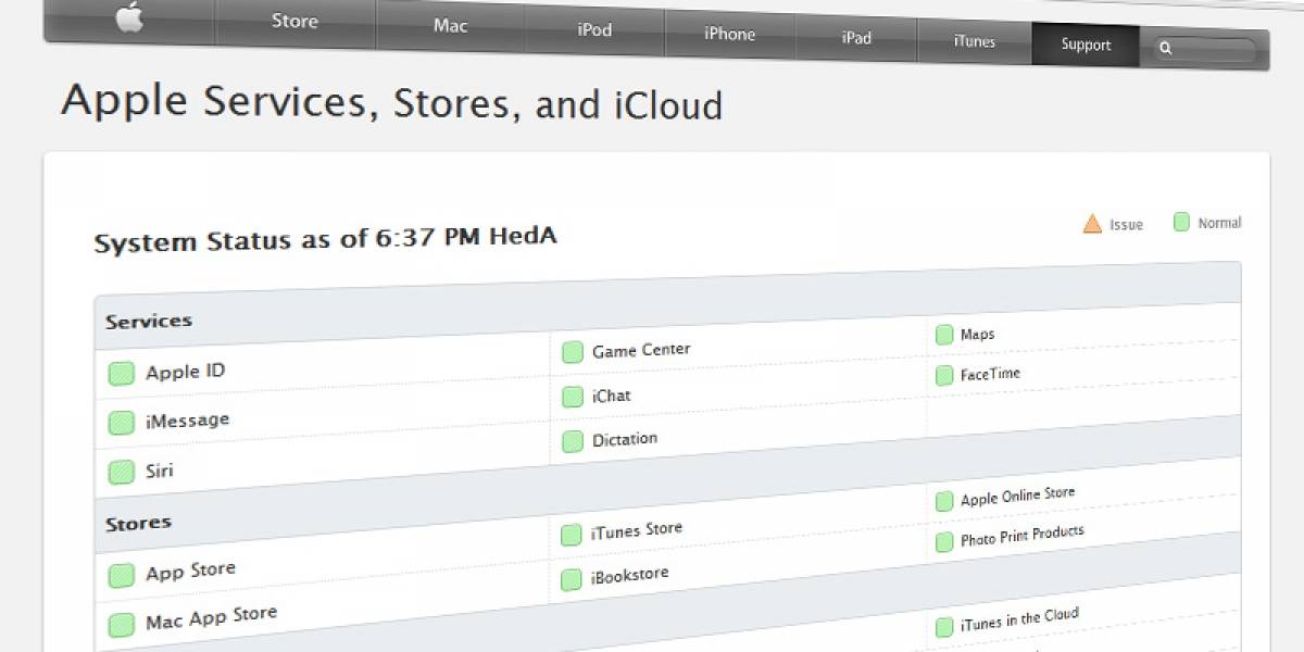 Apple lanza página que detalla el estado de sus servicios