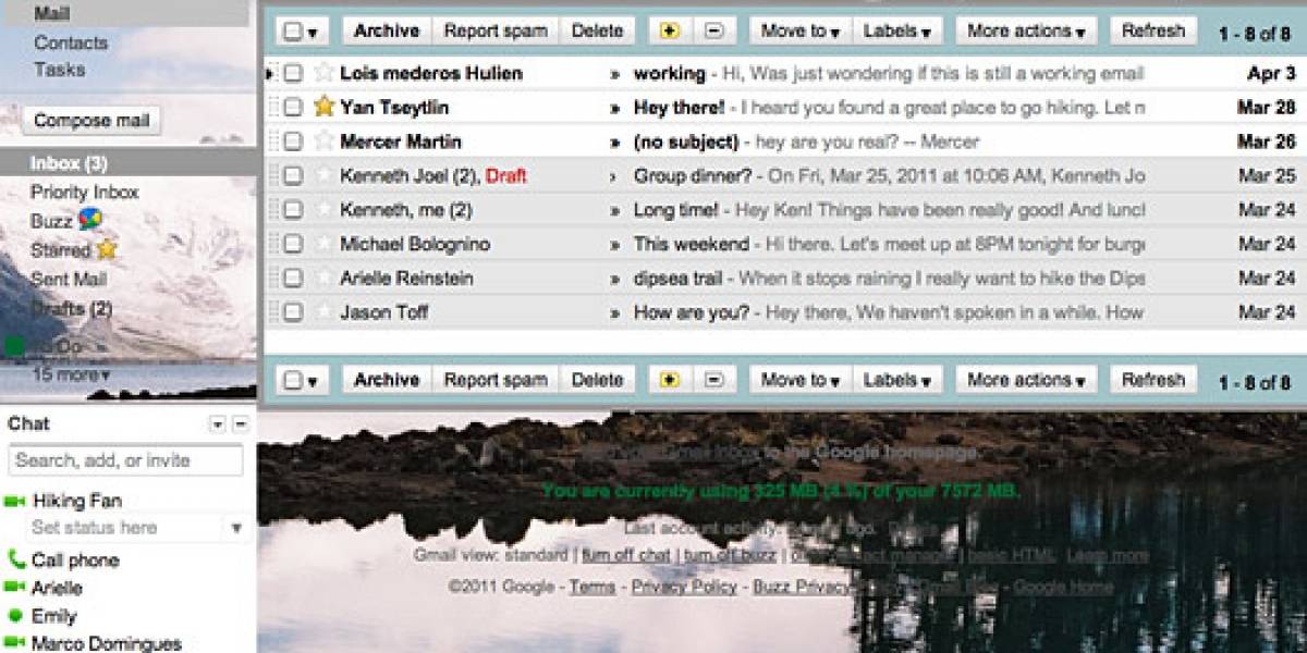 Gmail permite ahora configurar su fondo con una imagen a nuestra elección